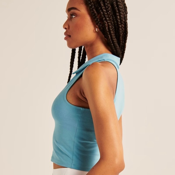 Blue Abercrombie & Fitch Cropped Polo Top - NWT - Picture 6 of 7